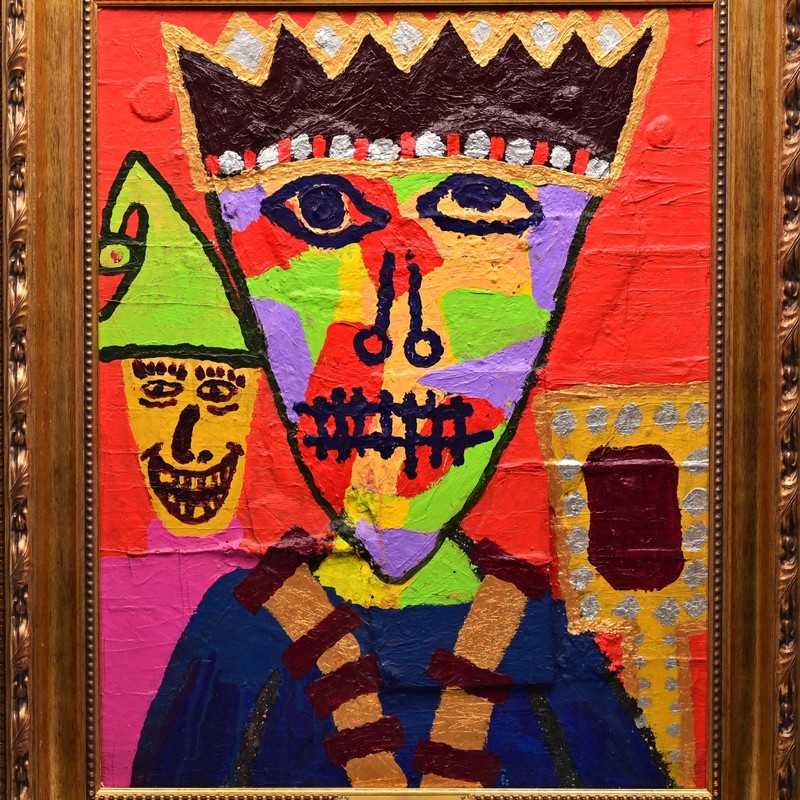 JEAN MICHEL BASQUIAT & ERO Original Vintage Signed 1986 King Midas Oil Painting gallery