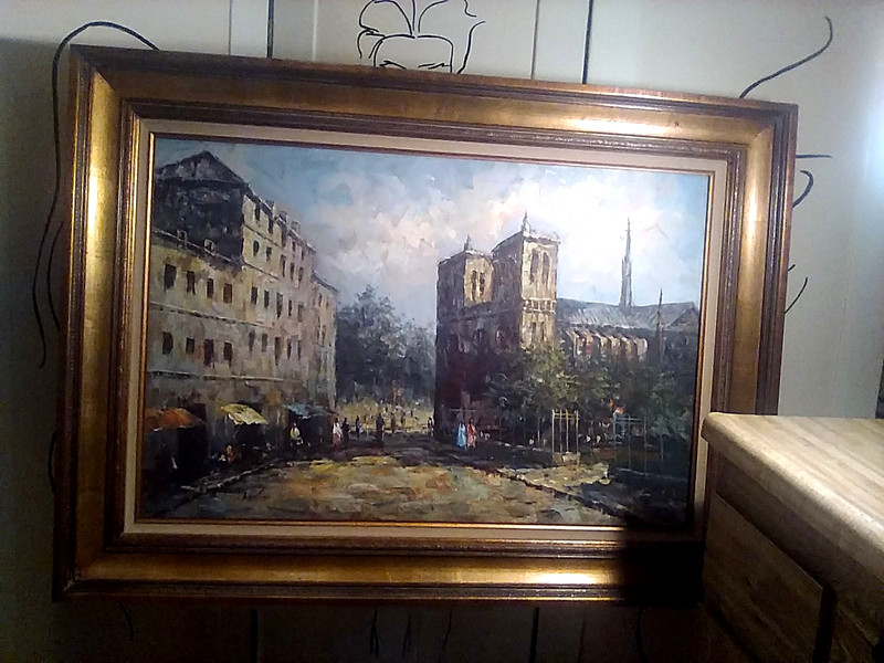 LRG VTG ALAN J SIMPSON (1941-2007) IMPRESSIONIST OIL PAINTING CITYSCAPE FIGURES