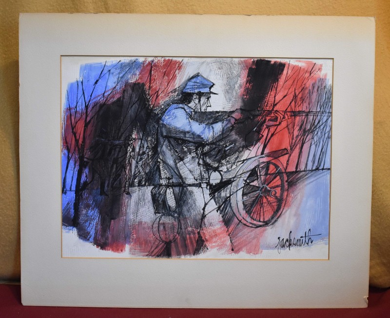 Jack Smith Red White and Blue Civil War Soldier Painting, Signed