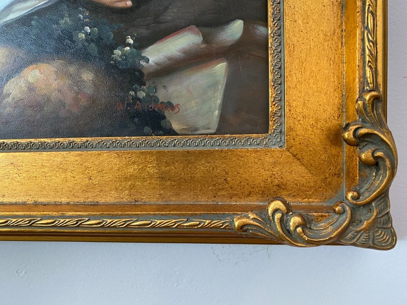 Large Oil Painting - The Lady at Boudoir - Ornate Gold Frame gallery
