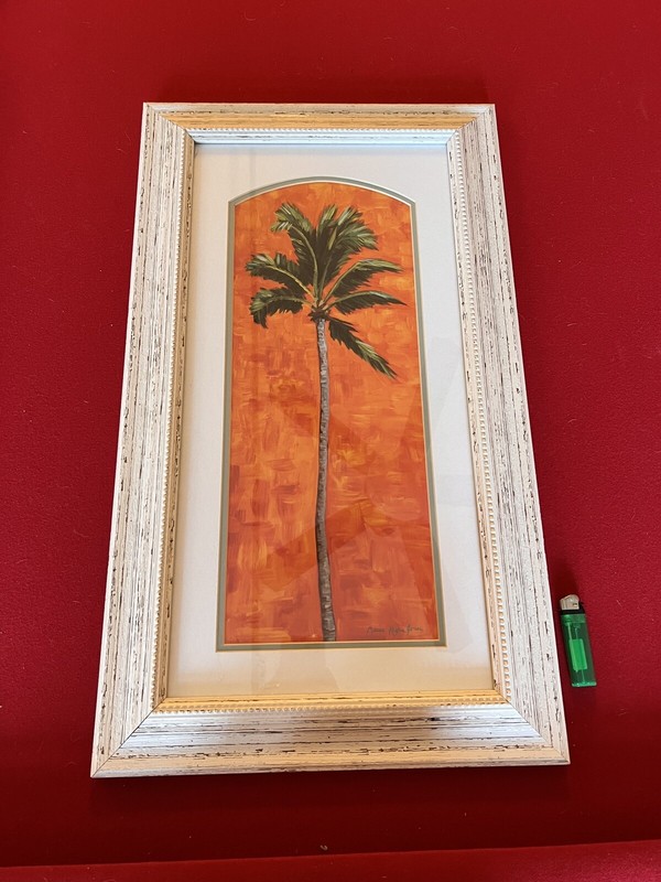 Original Acrylic Maria Reyes Jones Palm Trees W Orange