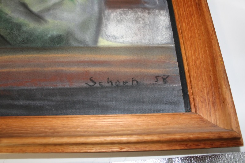 Vintage Abstract Art Lot of 2, by Schoen, 1956 Oil or Acrylic, 1958 Water Color gallery