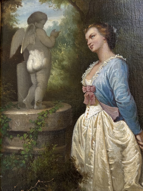 MASTERFUL 19TH CENTURY PAINTING PRETTY WOMAN FEMALE MODEL ICONIC STATUE MYSTERY gallery
