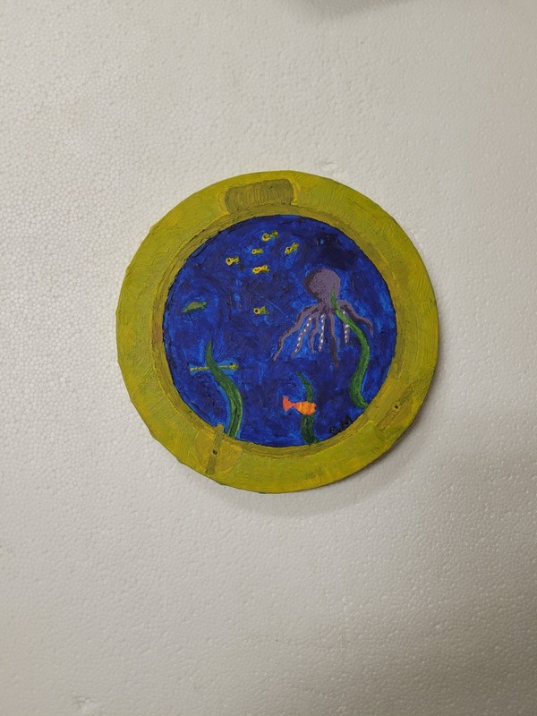 Oil Painting Art 🖼 "Port Hole Under The Sea" By Chris M RunningBird Round 8"