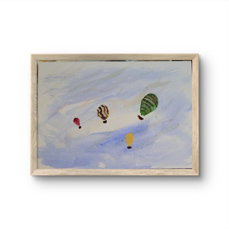 Hot Air Balloons Contemporary Pop Art Acrylic Painting Signed 5x7 gallery