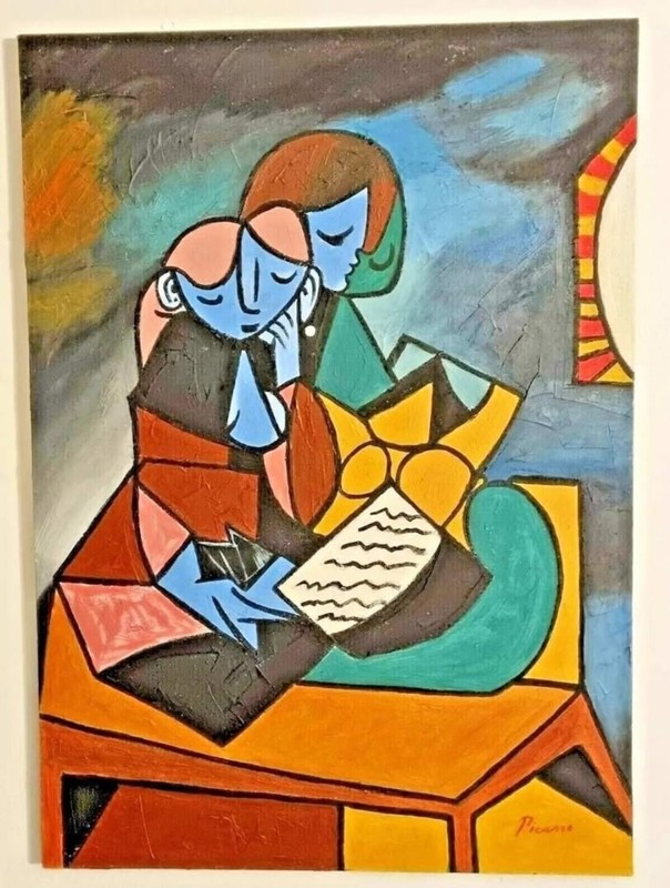 Pablo Picasso. Handmade oil painting on canvas, 70cm x 50cm. Signed. Stamped