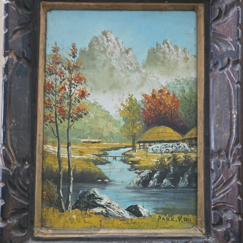 Vintage Mid Century Oil Painting Signed Park YD In Ornate Frame.12×16.