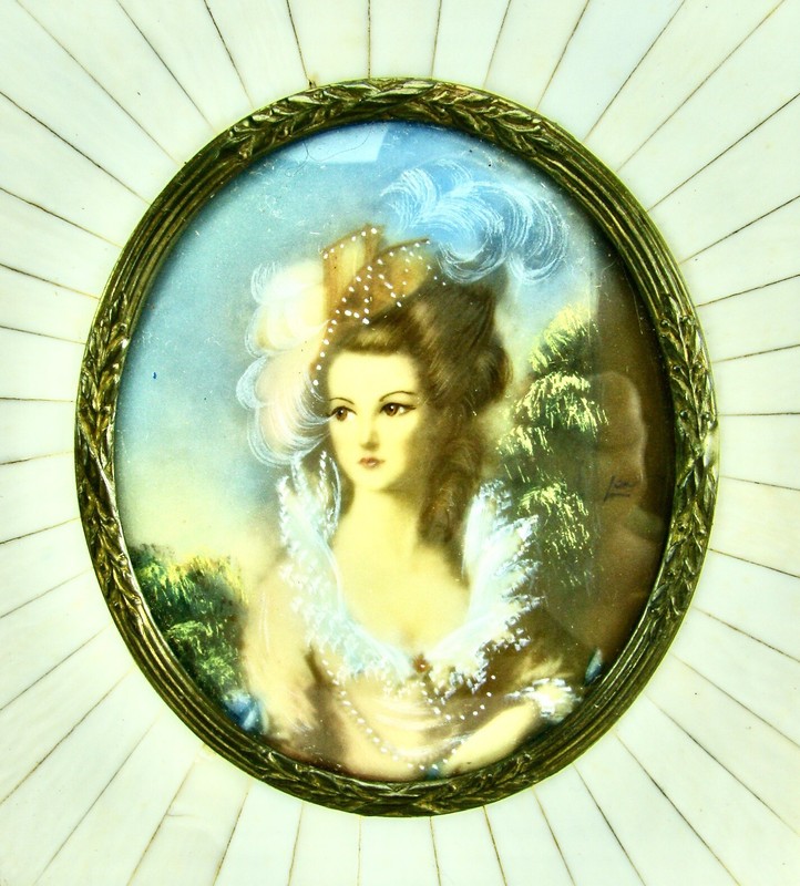 Antique 19th Century European Hand Painted Portrait Miniature of Mrs Mary Graham