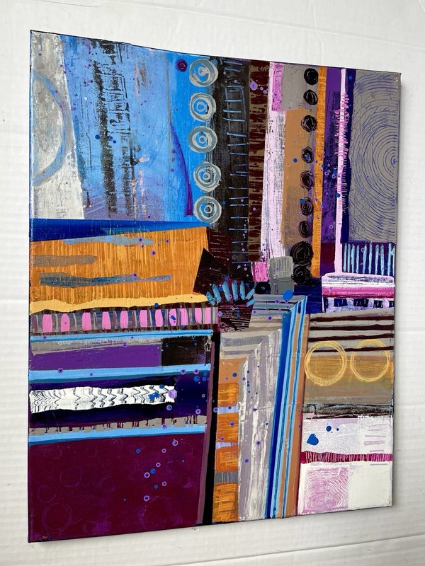 Abstract Geometric Mixed Color Painting on Canvas | Unframed Wall Art | ORIGINAL