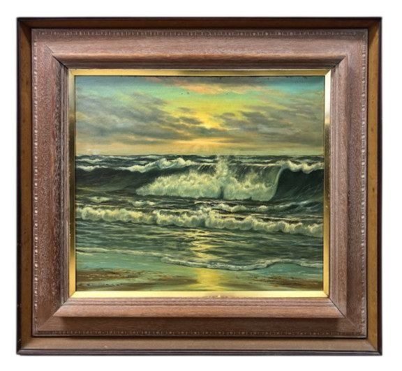 Helmut Baumgart » Seascape » Oil Painting Autograph H 29.2 x W 33.2 x D 2.6 in