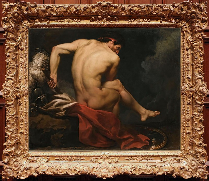 Hand Painted Male Oil Painting Nude Figures of Men Art Portrait Antique Style