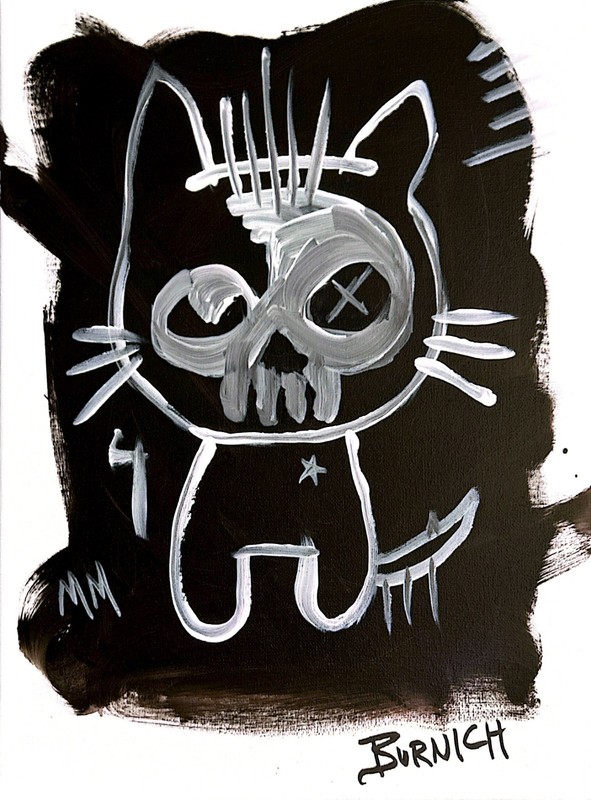 Original Kitten Skull Art 12x16 Canvas Abstract Pop Painting Modern Design gallery