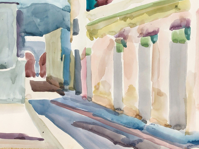 2-Sided "Ruins" & The Lake Short Hills,N.J. W/C Painting-1994-Israel L.Winarsky gallery