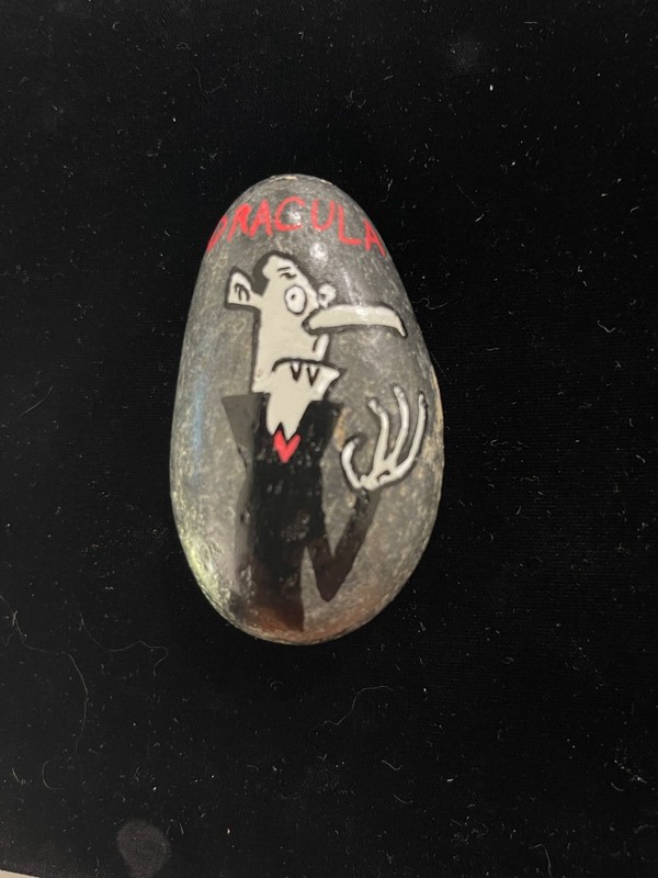 Hand Painted Rock Art ( Dracula )……………Sunflower Creations