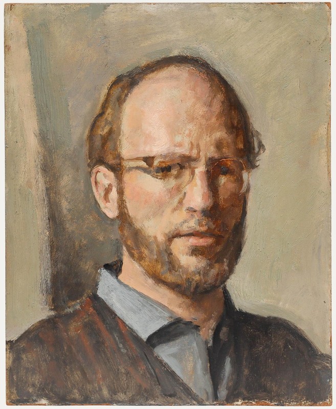 George Weissbort (1928-2013) – 20th Century Oil, Weissbort in a Blue Shirt