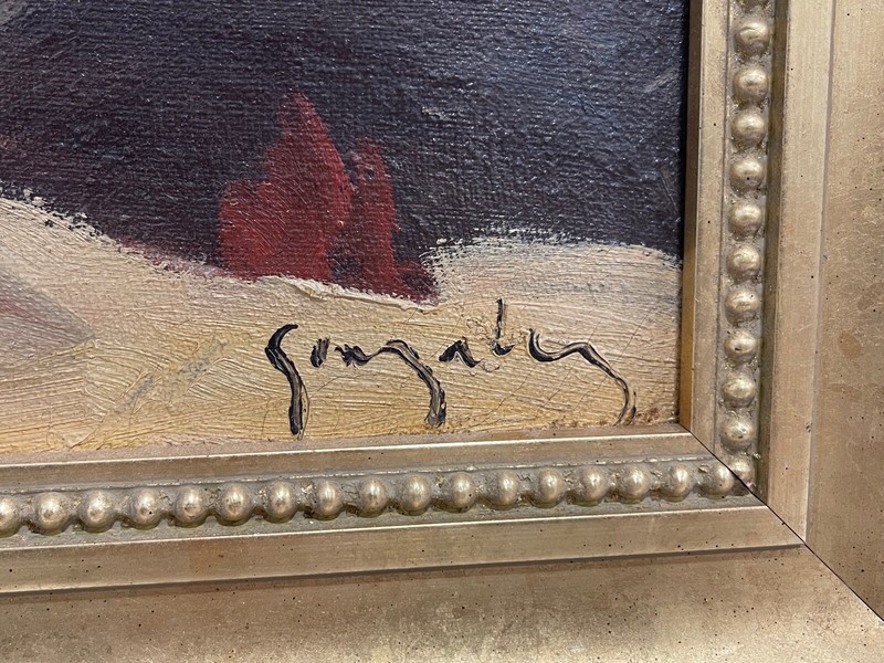 Vintage Antique Oil Signed Impressionist Mountain Landscape Painting Possibly CA gallery
