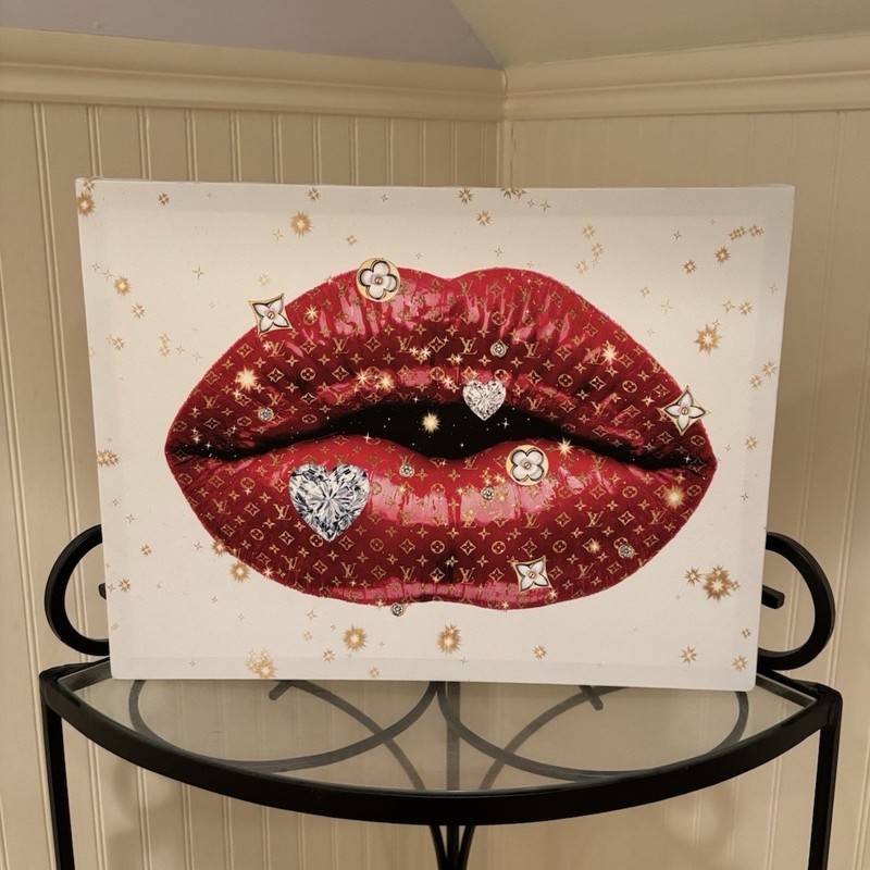 Pop Art Red Lips Canvas Painting Medium Unframed Single Piece Fashion Glamour