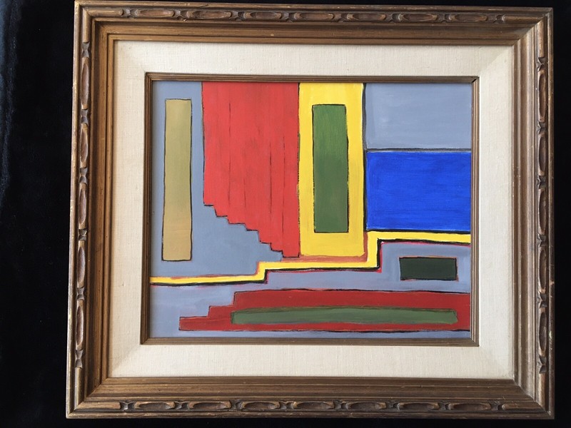 LISTED ARTIST painting ABSTRACT modernist Dr. Benjamin Gross Framed Signed
