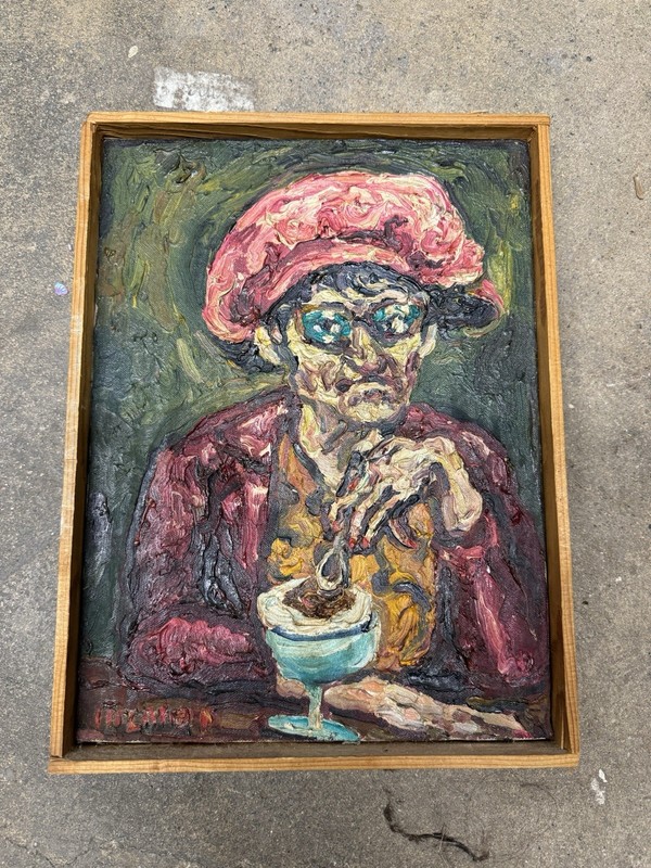 Rare! 1973 philip sherrod painting “the italian degenerate” 12×9