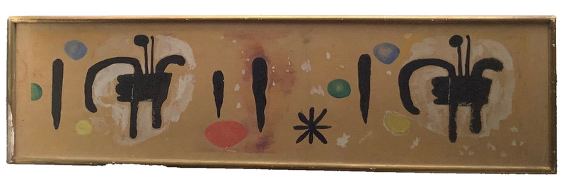 Mid 20th Century Abstract Composition Oil painting Juan MIRO ? Gouache Paper