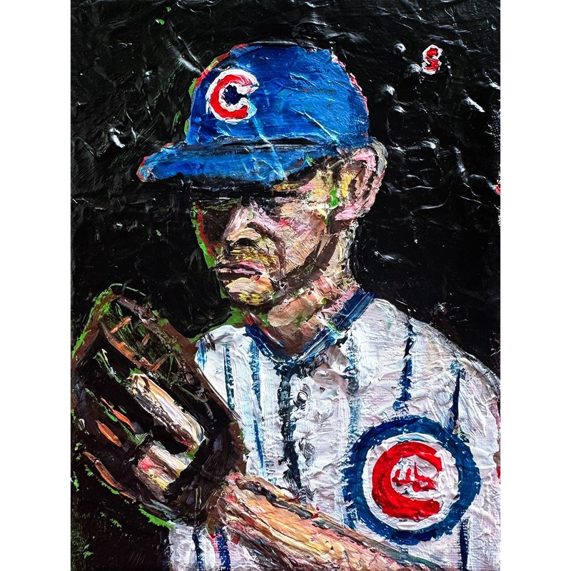 Kerry Wood Chicago Cubs Painting Acrylic on Canvas 8×10 Sergio Santos elsantoswo