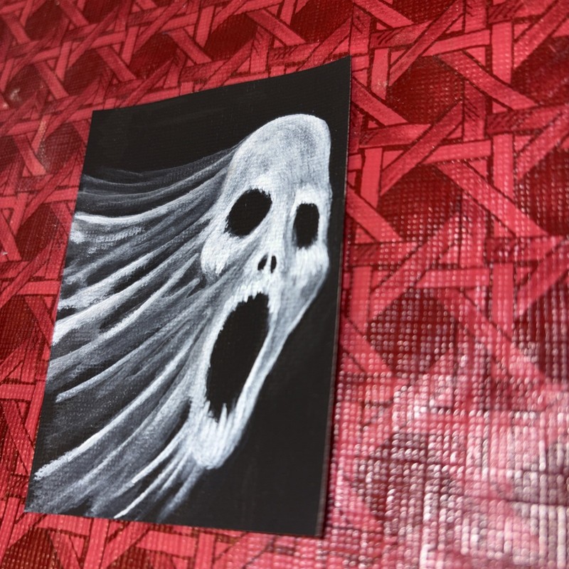 ACEO PRINT Acrylic Painting ATC Miniature Horror Ghost Halloween Scary gallery