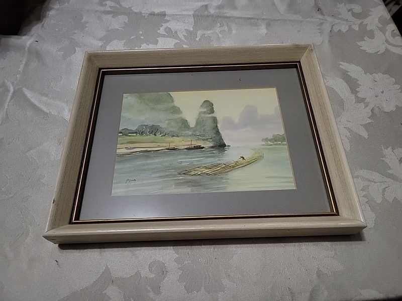 Mid Century Jean Laforgue French Impressionism Chinese Boat Scene Painting
