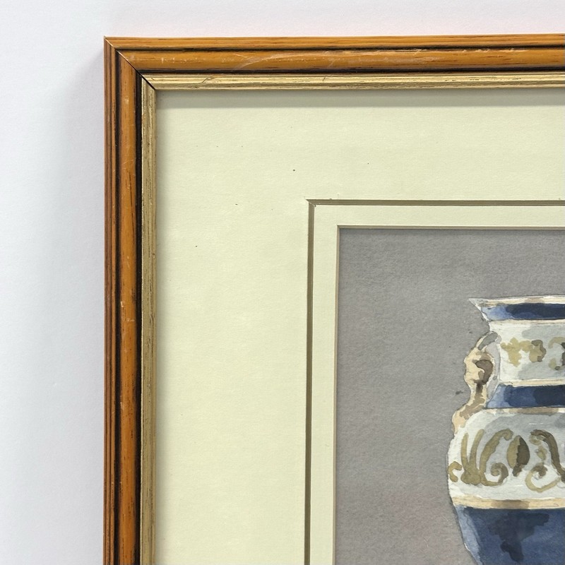 Robert J Double Signed Still Life Watercolor 1995 | Framed Art London 16x13 gallery