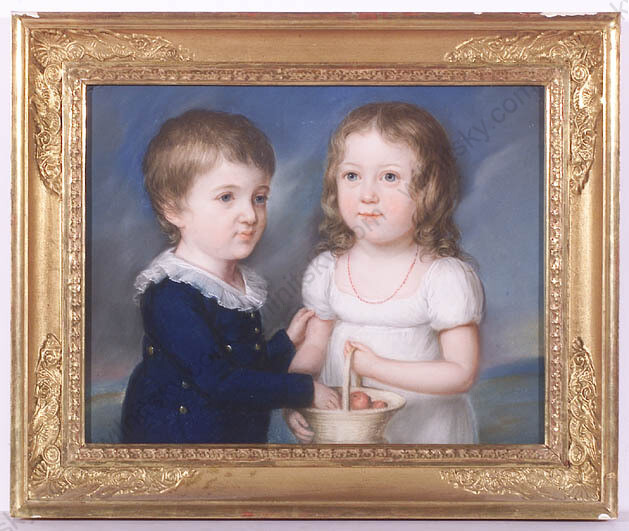Joseph Friedrich August Darbes «Little Brother and Sister», Published Pastel (m)