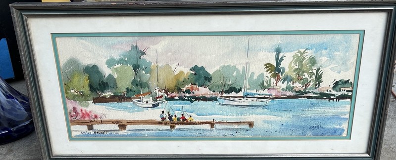 Original Seascape Boats Watercolor