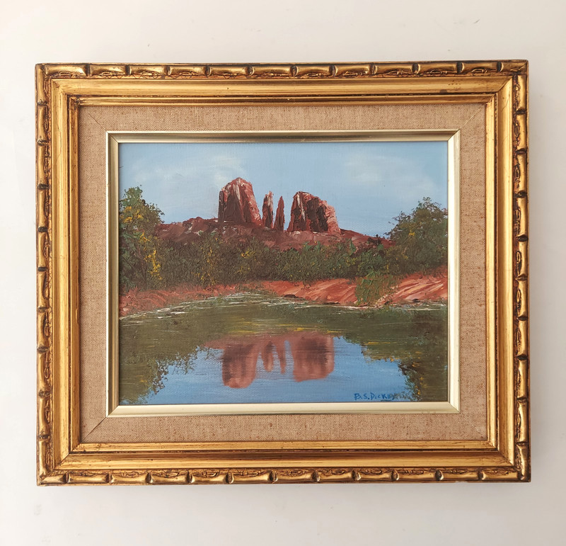 Oil on Canvas Arizona Sedona Oak Greek Canyon Signed by B S Dickey Framed 1983