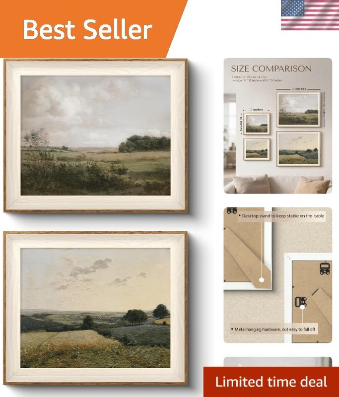Vintage Landscape Framed Wall Art 2 Set, Nature Wilderness Scenery Paintings …