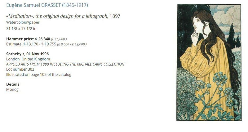 Antique Original Graphite & Colored Pencil Drawing by Eugene Grasset gallery