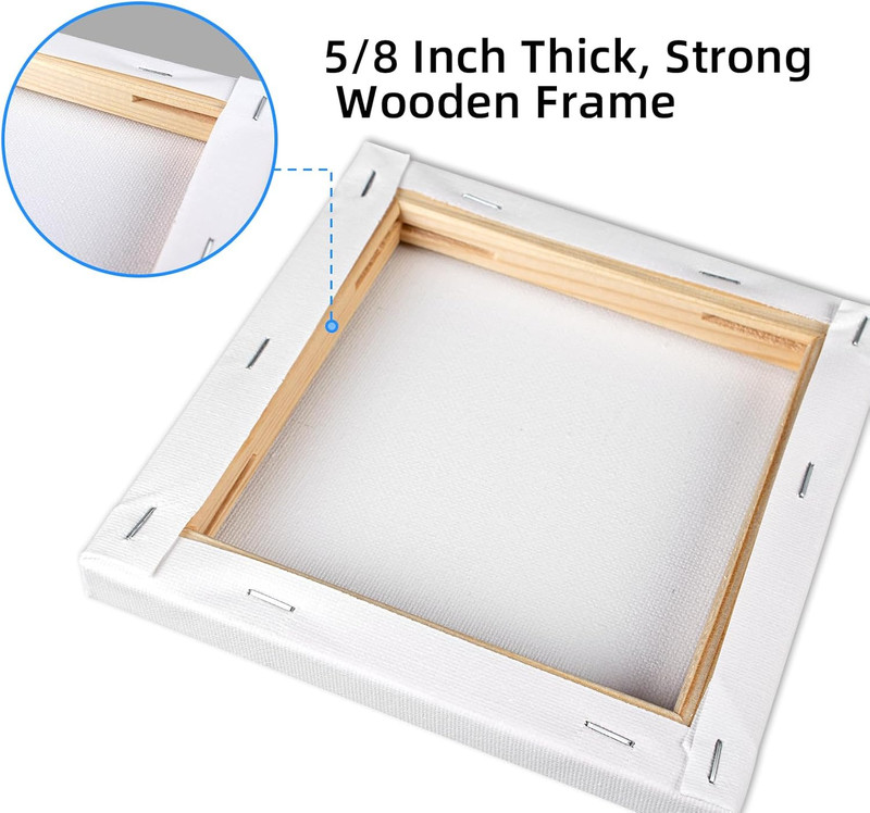 6 Pack 11X14 Stretched Canvases for Painting 100% Cotton Black Painting Canvas, gallery