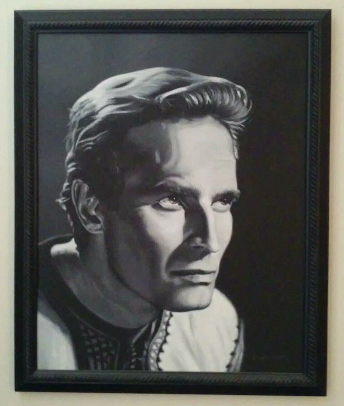 Charlton Heston Film Art Painting 16×20 Canvas BenHur Movie Memorabilia Portrait