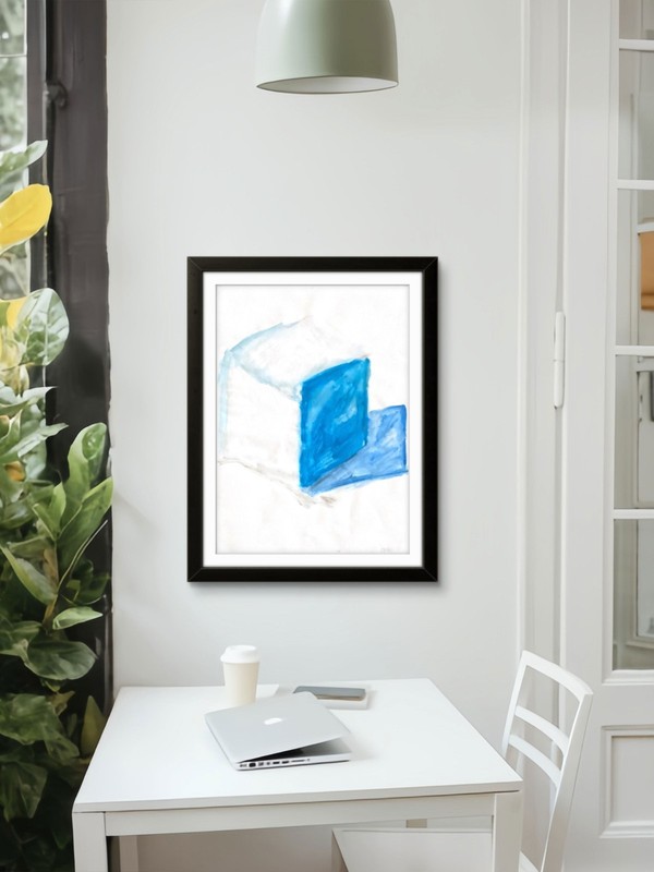 Color Block Blue Square 4 of 4 Geometric Abstract Bold Shape 11x14 Paper gallery