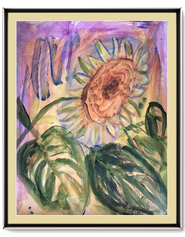 Sunflower 11×14 Vibrant Modern Expressionistic Original Signed Paper Art Acrylic