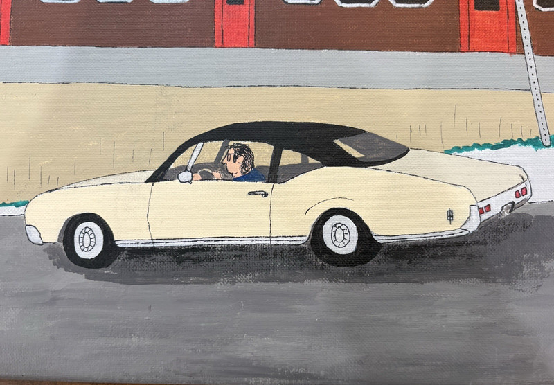 Don Hammontree Original Painting Signed 2020 12x16 Acrylic Vintage Car Cityscape gallery