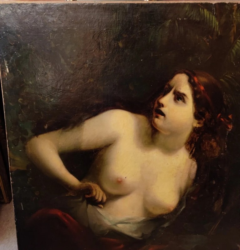 Antique 19c Italian School Oil Painting On Canvas Of Madonna Old Masters School gallery