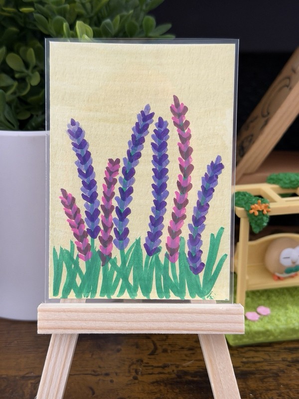 ACEO Original Artwork Lavender Nature Floral Whimsical Pretty Cute Collectible gallery