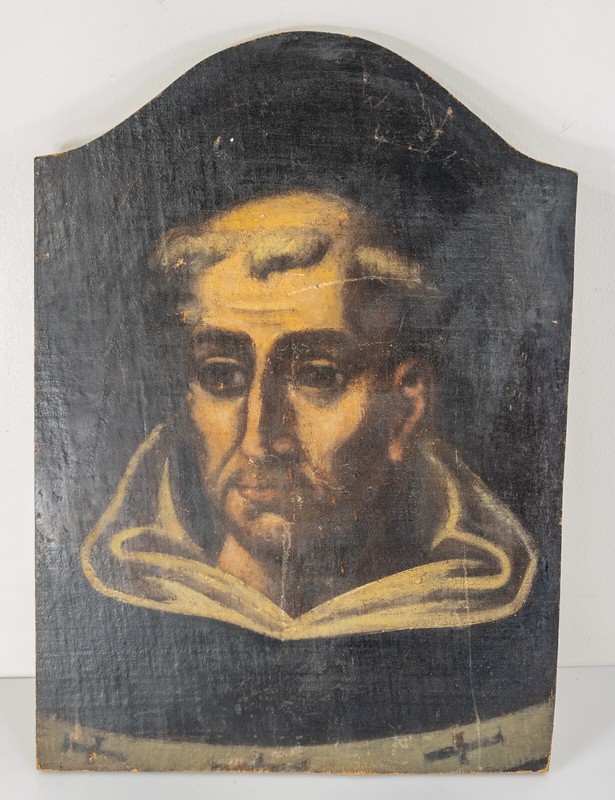 Antique Old Master Style 18th C. Oil on Canvas Painting of a Saint
