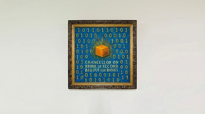 Genesis Block – Original, Framed, One-of-a-Kind, Oil Painting (Oil on Canvas)