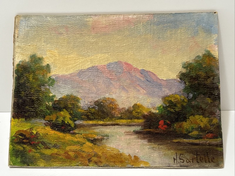 California Impressionism Painting Antique Landscape Small Oil Listed Sartelle gallery