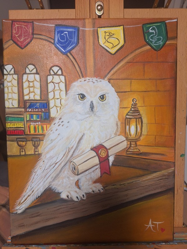 Harry's Owl 12x16 Stretched Canvas Painting gallery