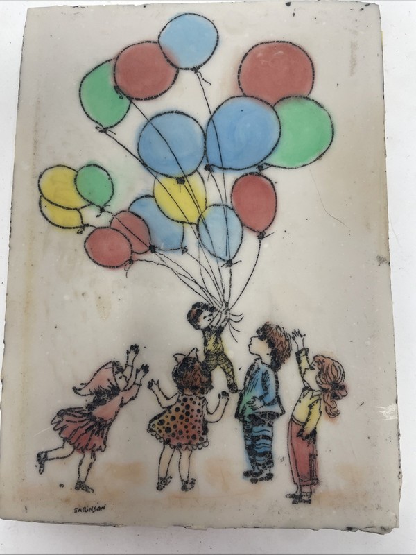 Signed Sarinson - Framed 8.5x 6.5 ( With Frame) Kids w/ Balloon