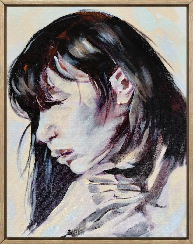 Hand Painted 11×14 Woman Portrait Contemporary Wall Art Acrylic Living Room