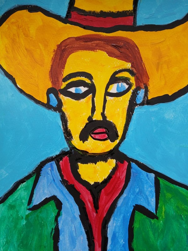 Expressionism/Abstract 11×14 Señora Colorful one of a kind Street Art Painting