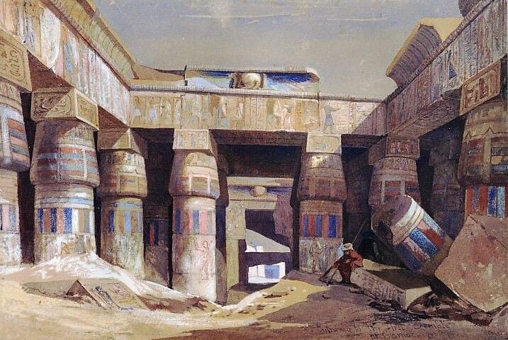 Oil painting Entrance-to-the-First-Temple-of-Karnak-William-James-Muller-canvas