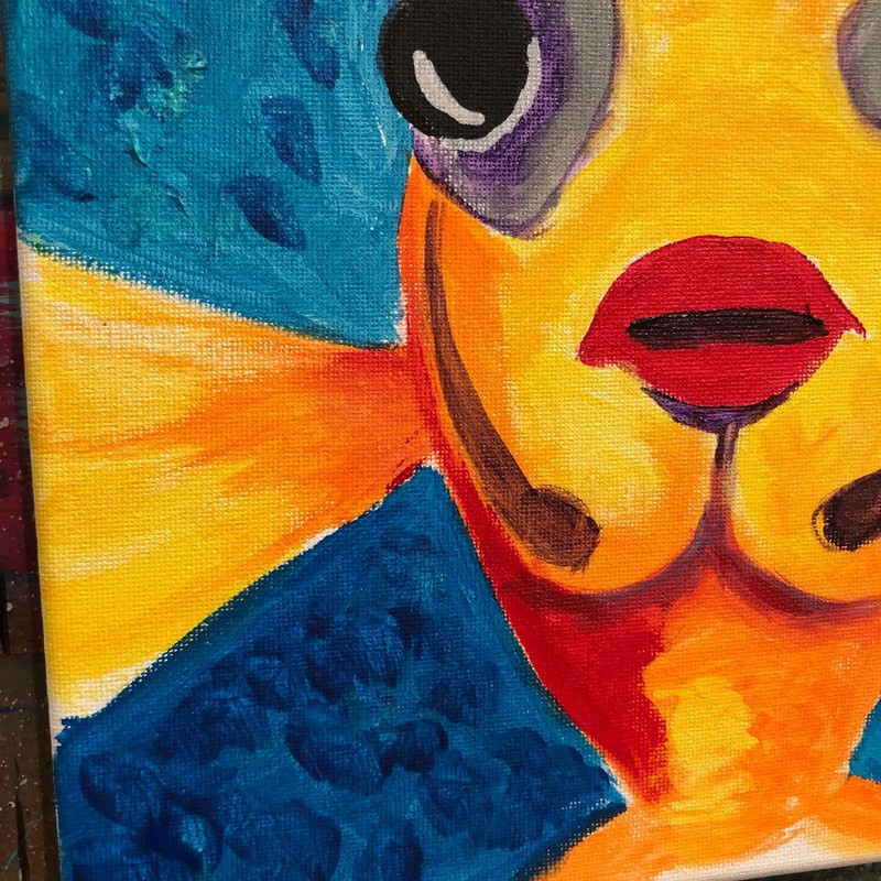 Funny fish expressionist modern fine wall art painting 8x10 canvas original gallery
