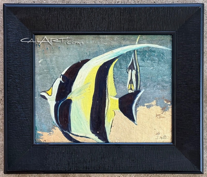1930s JESSIE ARMS BOTKE Gold Leaf Fish Oil Painting Important Female Artist